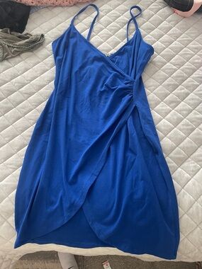 Charlotte Russe Royal Blue Wrap-Style Spaghetti Strap Mini Dress